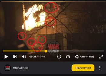 FOTO Minciuni criminale. Separatiștii Rusiei au distrus o casă, mințind că acolo s-ar fi aflat militari ucraineni infiltrați. Apoi au postat în fața aceleiași case o ”victimă civilă”, care acuză Ucraina că i-ar fi bombardat locuința. Propaganda rostogolește videoclipurile fake