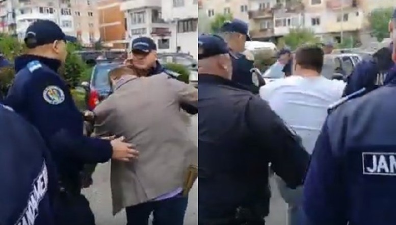 VIDEO Abuz incalificabil al Jandarmeriei la Topoloveni. Protestatari pașnici, duși la secție pentru că îl așteptau pe Dragnea cu mesaje împotriva lui și a PSD
