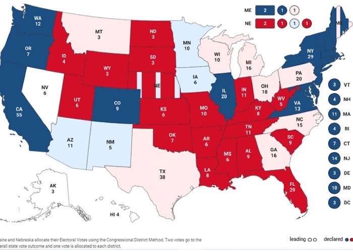 REZULTATE LIVE. Joe Biden își consolidează poziția în fața lui Donald Trump, în alegerile prezidențiale din SUA. Statele care vor decide soarta alegerilor sunt Arizona, Pennsylvania, Carolina de Nord, Georgia, Wisconsin și Michigan