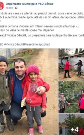 FOTO. Demență! Un deputat PSD fălcos pozează alături de copii amărâți din Vaslui, în praful ulițelor, spunând că așa arată zonele „vaste de civilizație rustică autentică” 