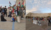 GALERIE FOTO Manipulați de regimul de la Teheran, câțiva tineri au ieșit și în București pentru a protesta împotriva Israelului, exact în contextul în care israelienii comemorează 1 an de la masacrul comis de Hamas