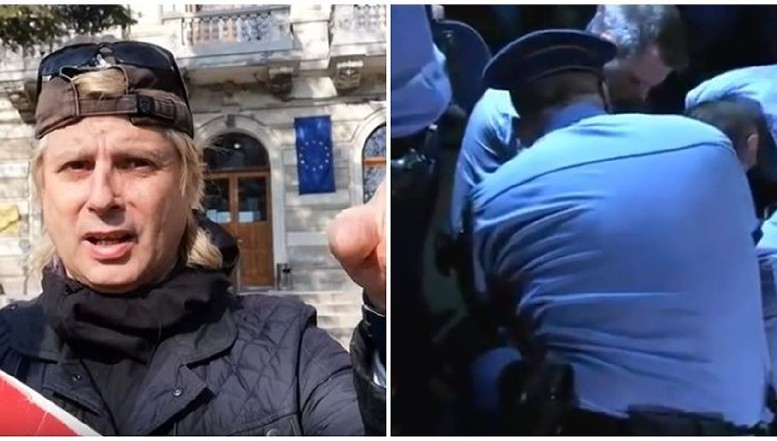 VIDEO Marian Ceaușescu, agresat de polițiști în fața sediului PSD și dus la secție. Protestatarul a fost abuzat când întreba niște pesediști ce au făcut pentru România
