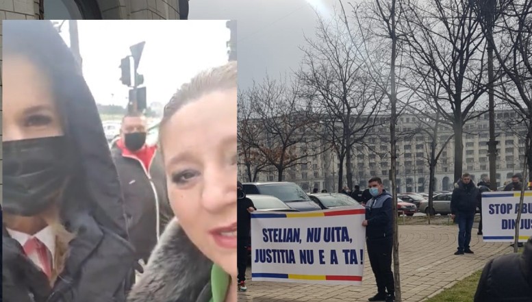 VIDEO. Protest contra desființării SIIJ la Ministerul Justiției organizat de pesedista Laura Moagher, o apropiată a familiei penale Cosma din Prahova, și urlătoarea Diana Șoșoacă
