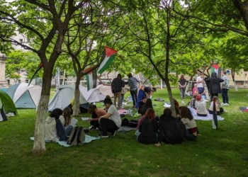 VIDEO. Studenții de la Universitatea București au instalat o „tabără” pro-palestiniană, cu corturi și steaguri, în grădina Rectoratului / „Studenții cer ca Universitatea din București să înceteze orice fel de colaborare cu Israelul sau cu instituții din Israel”