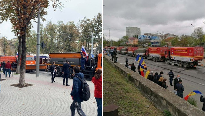 FOTO Dodon și PSRM au plimbat ajutorul RUSESC prin tot Chișinăul, cel românesc – sub pod. Cum au fost prezentate 5 autospeciale donate de Moscova