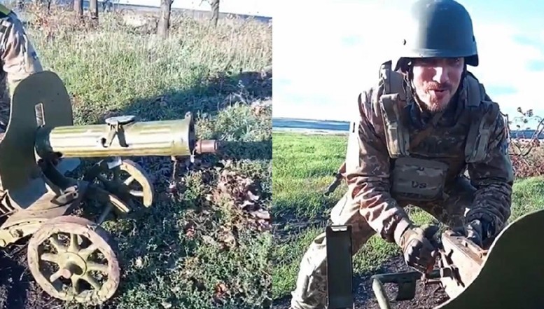 Incredibil: Rusia folosește un model de mitralieră veche de 112 ani. Noul ,,trofeu" care i-a șocat și amuzat deopotrivă pe ucraineni