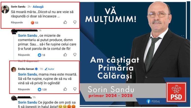 Un primar PSD din fieful Liei Olguța Vasilescu o înjură public orbil pe jurnalista Emilia Șercan, după ce aceasta a criticat o ironie gratuită a DIICOT la adresa lui Dragoș Pîslaru, arătând că „justiția nu se mai ferește să se comporte ca un actor politic, pe față, sfidător, arogant”