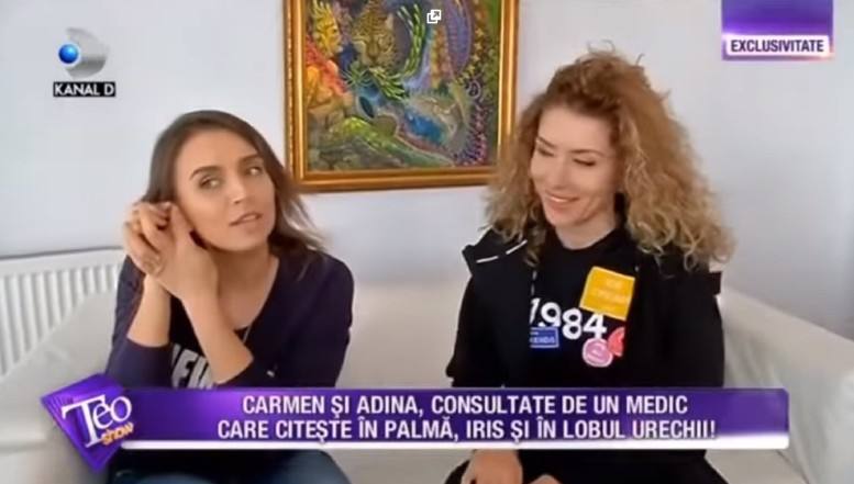 VIDEO. Carmen Brumă, soția lui Mircea Badea, și Adina Halas s-au „tratat” la clinica șamanică a chestorului Gelu Oltean. Cele două au fost „consultate”  în palmă, la iris și în lobul urechii