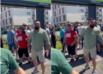VIDEO. Incident violent la o secție de votare din Franța. Bombardierii lui George Simion au agresat un votant care a avut curajul să le spună să se comporte civilizat. „Am fost lovit, scuipat, înjurat” / Votanții auriști au scandat inclusiv „Rusia!, Rusia!”
