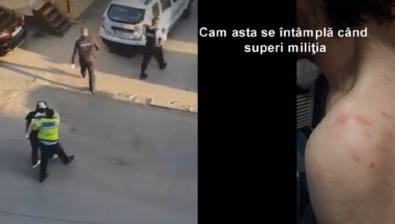 VIDEO O persoană cu dizabilități, abuzată de Poliția Locală. Bărbatul, săltat de polițiști în stil milițienesc din pricina unui mesaj mai dur afișat pe balcon