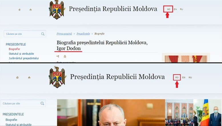 REPUBLICA MOLDOVA Limba română, repusă în drepturi pe site-ul Președinției. S-a întâmplat asta la câteva ore după ce Maia Sandu și-a preluat oficial mandatul