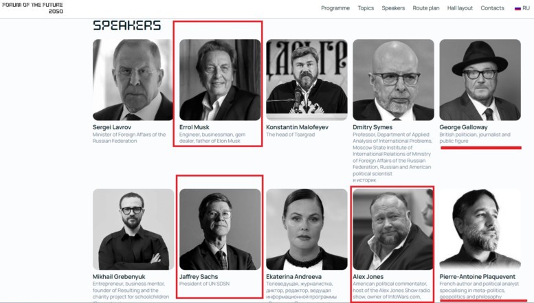Cel puțin trei americani celebri, printre care și tatăl lui Elon Musk, alături de un politician britanic premiat de Hamas și un autor francez participă la forumul organizat la Moscova de ideologul fascist al Kremlinului, Aleksandr Dughin