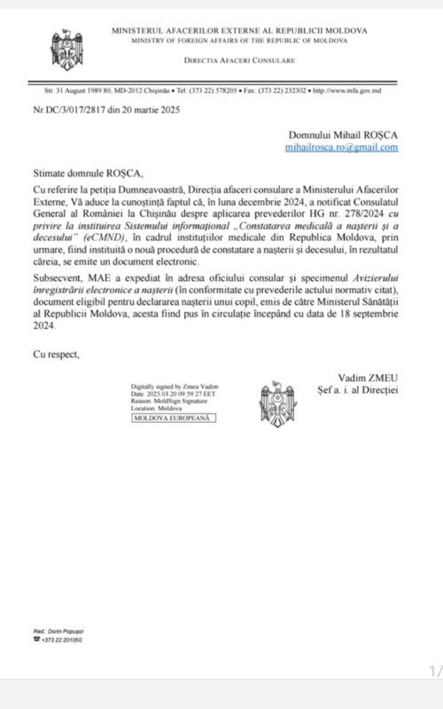 Răspuns MAE Moldova