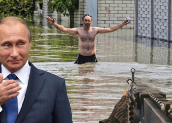 Apa și glonțul, uneltele crimei de război: Rușii trag de pe acoperișurile caselor inundate asupra ucrainenilor care fug din calea apelor