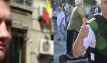 VIDEO Un lacheu de-al Vioricăi l-a bruscat pe Marian Ceaușescu. Ulterior, valetul pesedist le-a ordonat jandarmilor să-l ridice pe protestatar