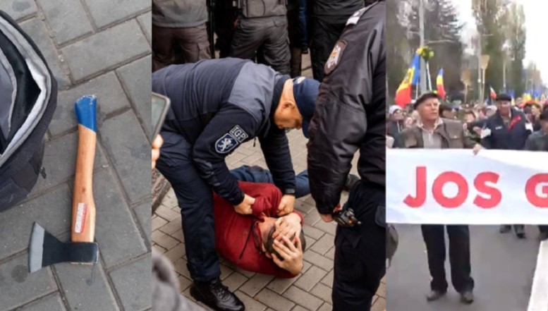 VIDEO Persoane dubioase și obiecte interzise: A noua duminică de proteste anti-guvernamentale la Chișinău, acțiuni susținute de Kremlin