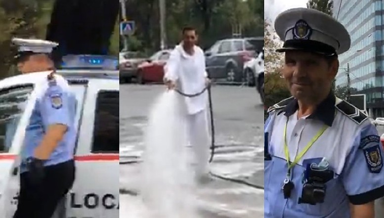 VIDEO Angajații Primăriei S2 și-au bătut joc de o activistă civică care le cerea să nu mai stropească spațiile verzi cu detergent. Un milițian local a scos limba, iritat că i se solicita să ia măsuri
